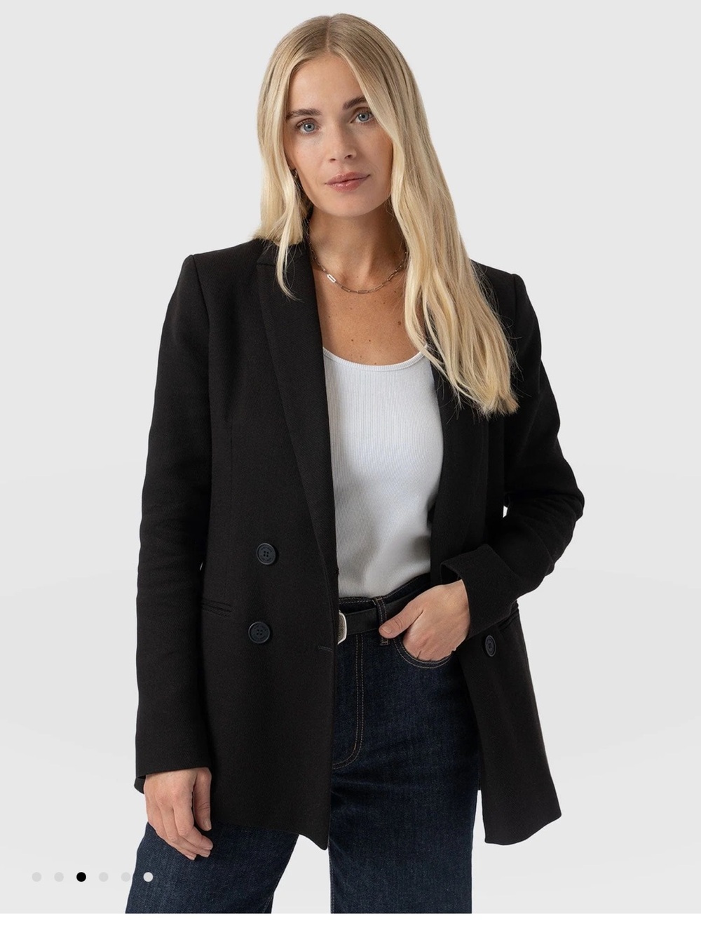 Saint+Sofia. Cambridge Crepe, Black Double-Breasted Blazer. Excellent condition - Picture 6 of 16